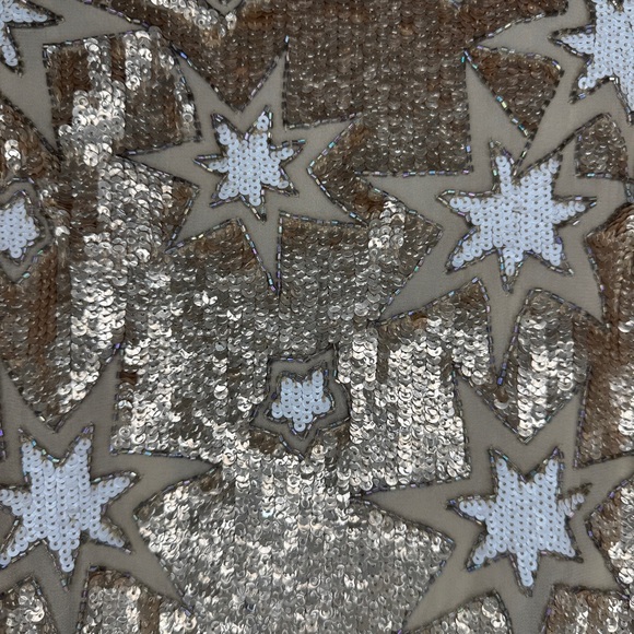 BHLDN Versau Dress - Champagne Beaded & Sequin Star Mini - Sz 0 - Picture 12 of 12